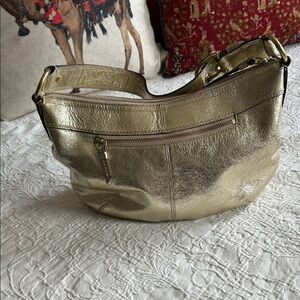 COACH Metallic Gold Leather Shoulder Bag